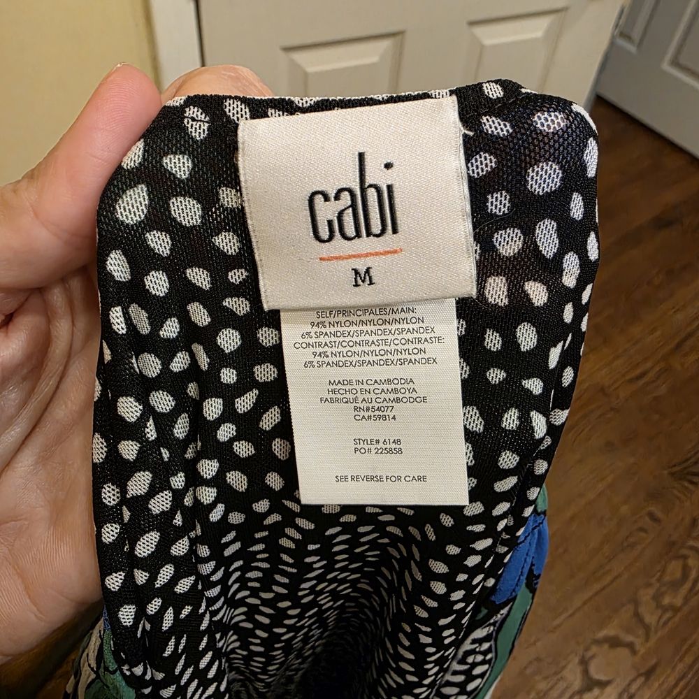 CAbi Reversible Celebrate the Dress Green Floral Black White Flowy Midi Medium - Picture 10 of 15